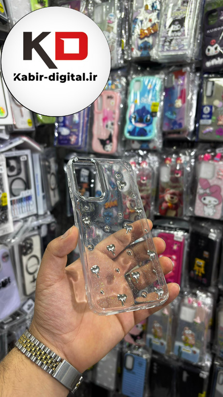 قاب گوشی Galaxy A14سامسونگ لاکچری شفاف رزینی طرح شاین لنز کرومی طرح قلب