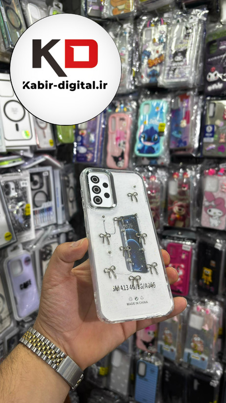 قاب گوشی Galaxy A13/A23/M13/A04sسامسونگ لاکچری شفاف رزینی طرح شاین لنز کرومی طرح پاپیون کرومی