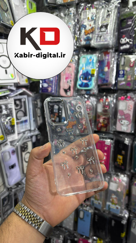 قاب گوشی Galaxy A13/A23/M13/A04sسامسونگ لاکچری شفاف رزینی طرح شاین لنز کرومی طرح پاپیون کرومی