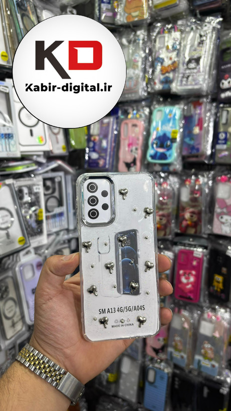 قاب گوشی Galaxy A13/A23/M13/A04sسامسونگ لاکچری شفاف رزینی طرح شاین لنز کرومی طرح قلب