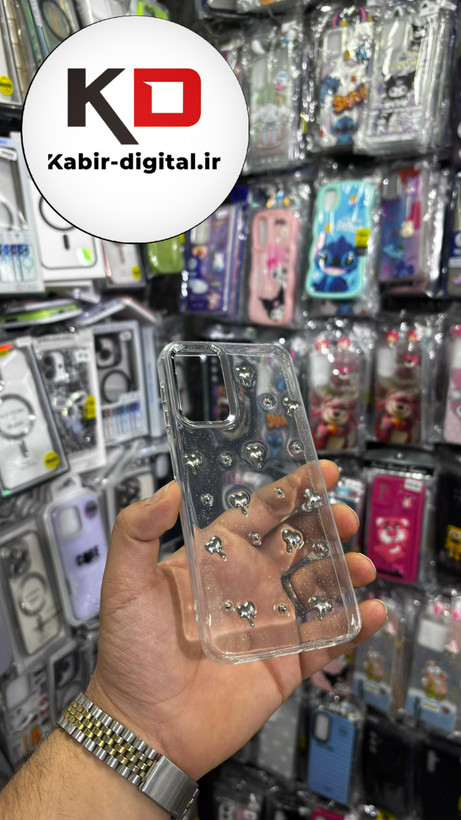 قاب گوشی Galaxy A13/A23/M13/A04sسامسونگ لاکچری شفاف رزینی طرح شاین لنز کرومی طرح قلب