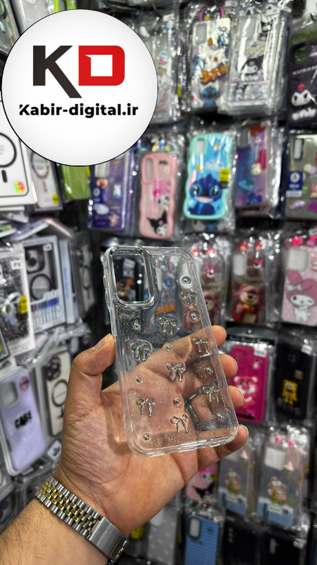 قاب گوشی Galaxy A15سامسونگ لاکچری شفاف رزینی طرح شاین لنز کرومی طرح پاپیون کرومی