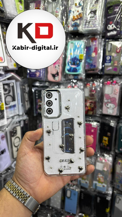قاب گوشی Galaxy A15سامسونگ لاکچری شفاف رزینی طرح شاین لنز کرومی طرح قلب
