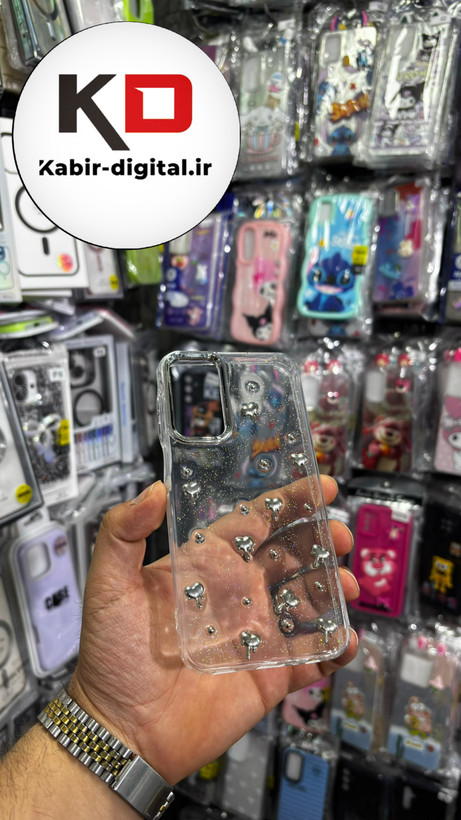 قاب گوشی Galaxy A25/A24سامسونگ لاکچری شفاف رزینی طرح شاین لنز کرومی طرح قلب