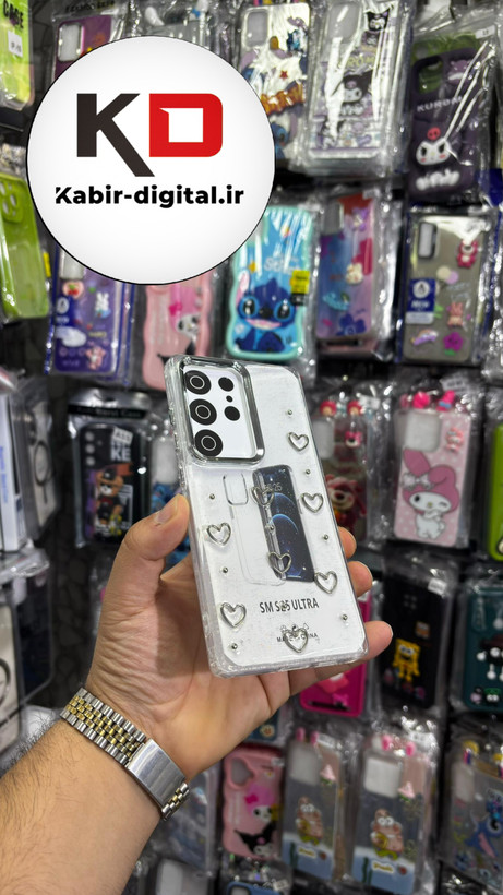 قاب گوشی Galaxy S25 Ultra سامسونگ لاکچری شفاف رزینی طرح شاین لنز کرومی طرح قلب