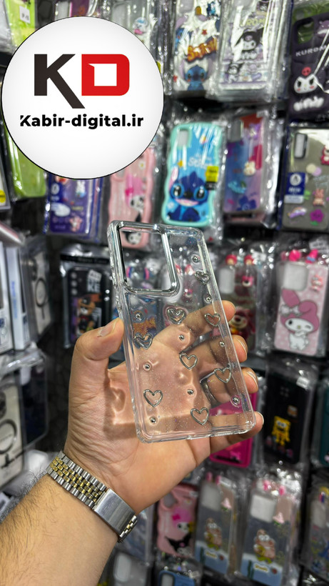 قاب گوشی Galaxy S25 Ultra سامسونگ لاکچری شفاف رزینی طرح شاین لنز کرومی طرح قلب