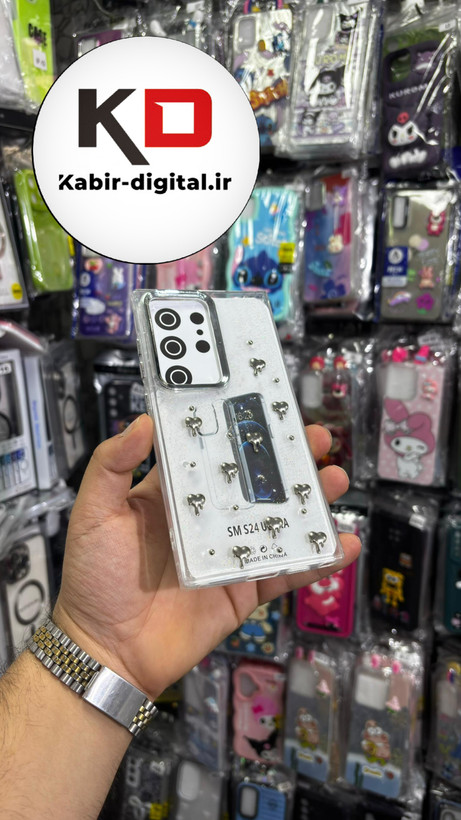 قاب گوشی Galaxy S24 Ultra سامسونگ لاکچری شفاف رزینی طرح شاین لنز کرومی طرح قلب