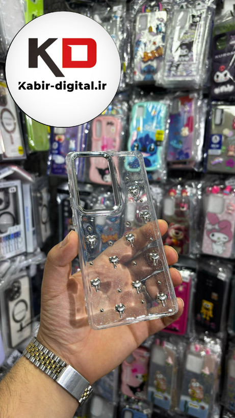 قاب گوشی Galaxy S24 Ultra سامسونگ لاکچری شفاف رزینی طرح شاین لنز کرومی طرح قلب