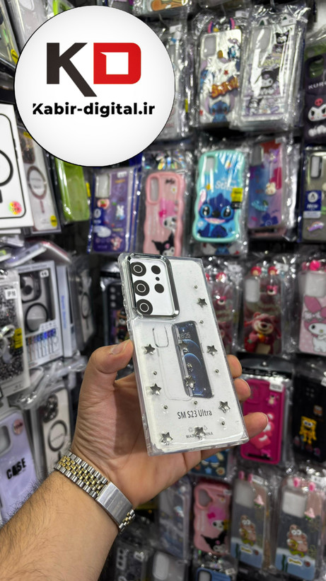 قاب گوشی Galaxy S23 Ultra سامسونگ لاکچری شفاف رزینی طرح شاین لنز کرومی طرح ستاره
