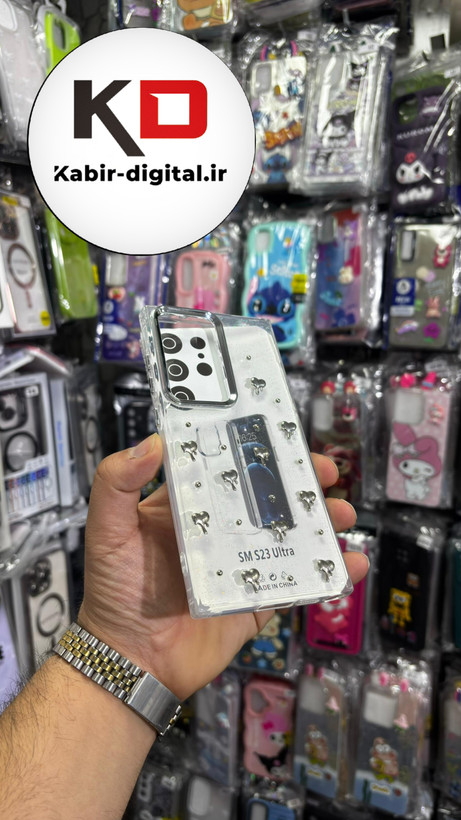 قاب گوشی Galaxy S23 Ultra سامسونگ لاکچری شفاف رزینی طرح شاین لنز کرومی طرح قلب