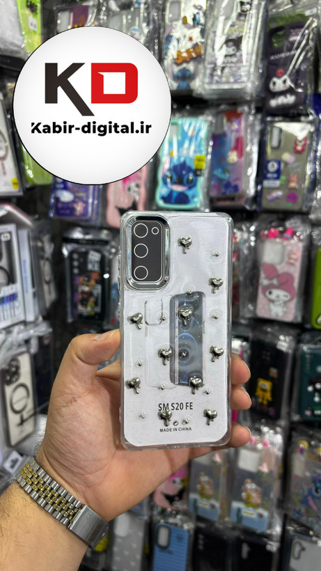قاب گوشی Galaxy S20 FE سامسونگ لاکچری شفاف رزینی طرح شاین لنز کرومی طرح قلب