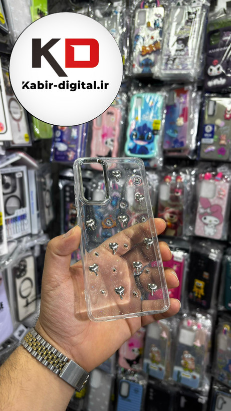 قاب گوشی Galaxy S20 FE سامسونگ لاکچری شفاف رزینی طرح شاین لنز کرومی طرح قلب