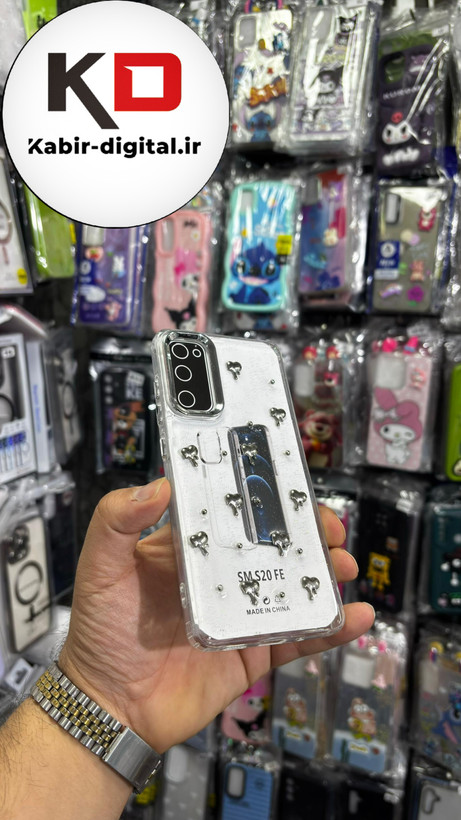 قاب گوشی Galaxy S20 FE سامسونگ لاکچری شفاف رزینی طرح شاین لنز کرومی طرح قلب