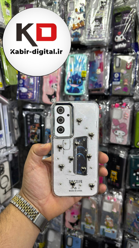 قاب گوشی Galaxy S23 FE سامسونگ لاکچری شفاف رزینی طرح شاین لنز کرومی طرح قلب