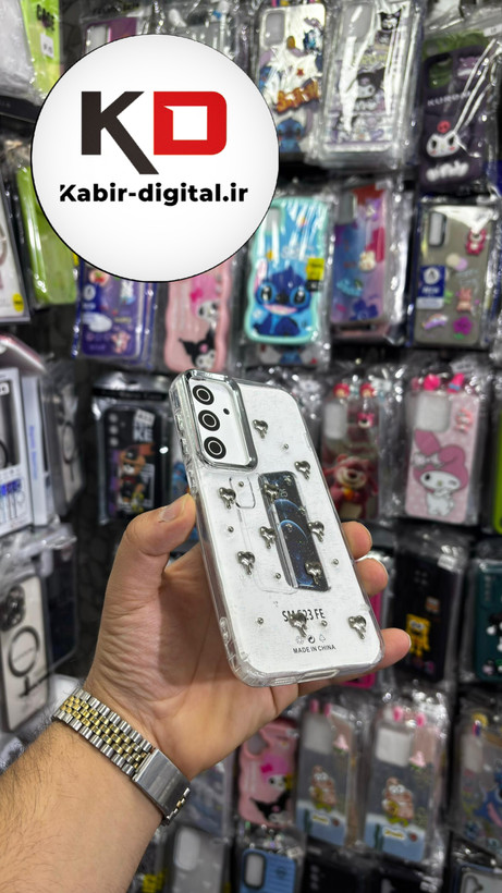 قاب گوشی Galaxy S23 FE سامسونگ لاکچری شفاف رزینی طرح شاین لنز کرومی طرح قلب