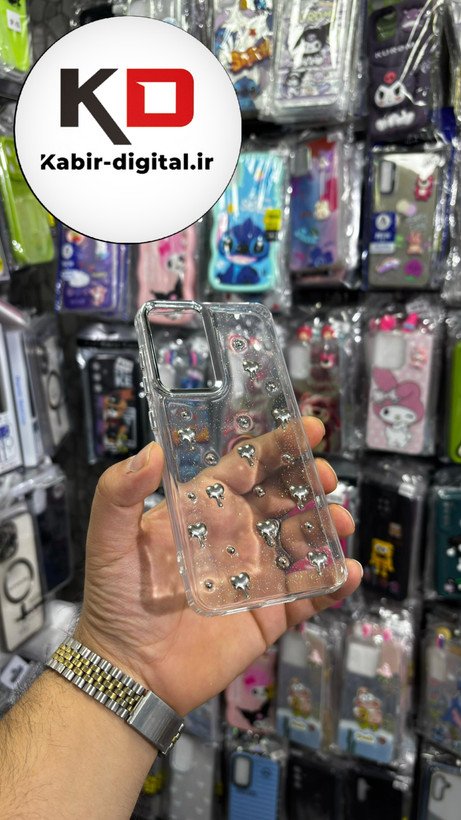 قاب گوشی Galaxy S21 FE سامسونگ لاکچری شفاف رزینی طرح شاین لنز کرومی طرح قلب