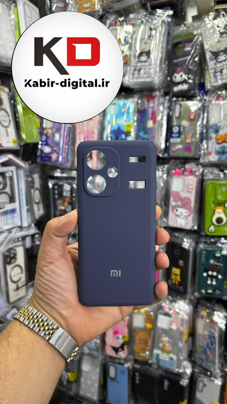 قاب گوشی Redmi Note 13 Pro Plus شیائومی سیلیکونی اورجینال سورا SORA پاک کنی درجه یک زیربسته محافظ لنز دار سرمه ایی