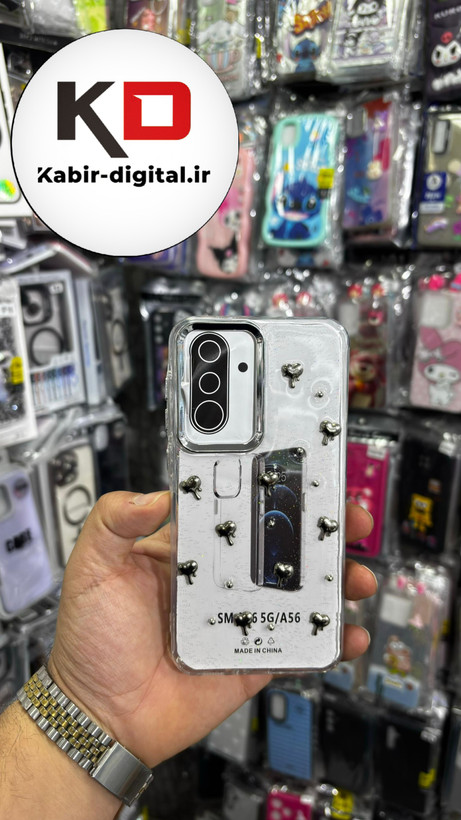 قاب گوشی Galaxy A36 /A56 سامسونگ لاکچری شفاف رزینی طرح شاین لنز کرومی طرح قلب