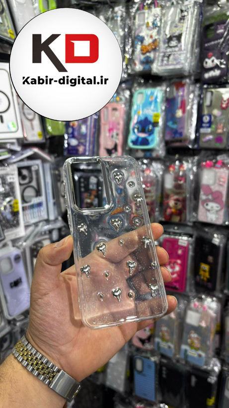 قاب گوشی Galaxy A36 /A56 سامسونگ لاکچری شفاف رزینی طرح شاین لنز کرومی طرح قلب