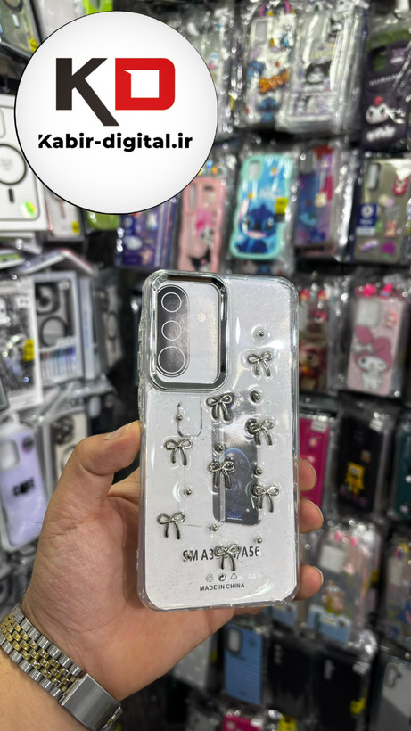 قاب گوشی Galaxy A36 /A56 سامسونگ لاکچری شفاف رزینی طرح شاین لنز کرومی طرح پاپیون کرومی