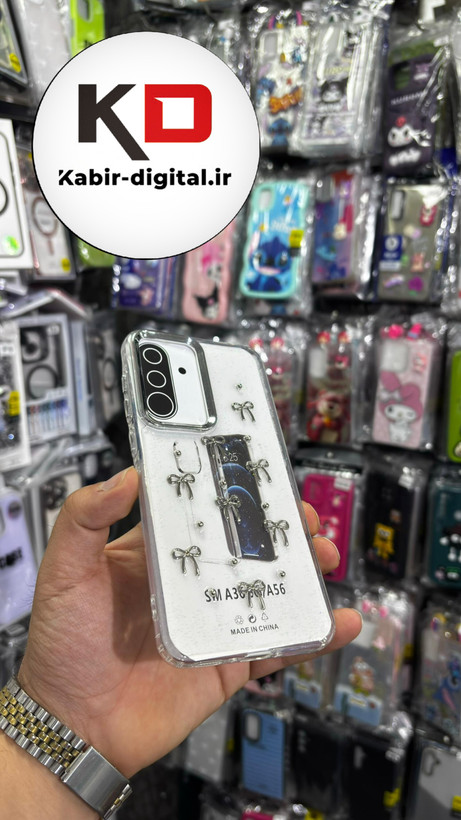 قاب گوشی Galaxy A36 /A56 سامسونگ لاکچری شفاف رزینی طرح شاین لنز کرومی طرح پاپیون کرومی