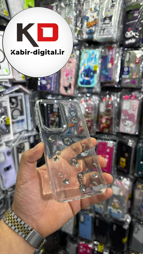 قاب گوشی Galaxy A36 /A56 سامسونگ لاکچری شفاف رزینی طرح شاین لنز کرومی طرح ستاره
