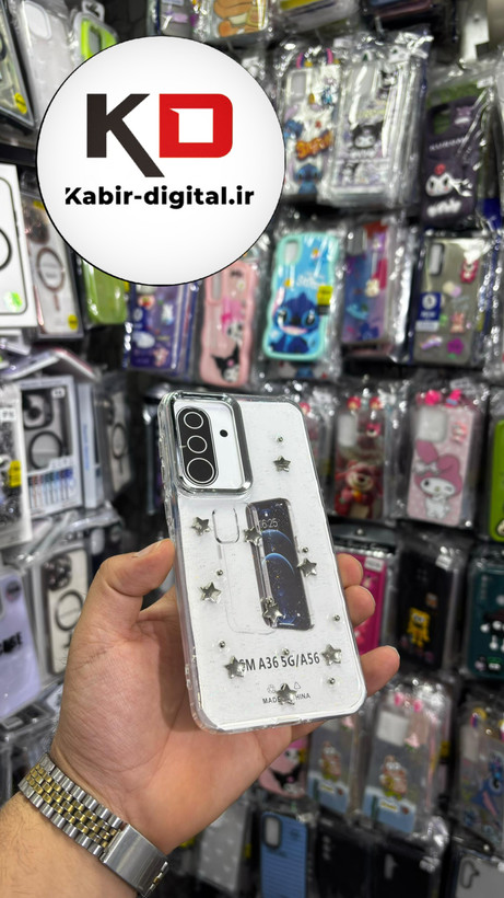 قاب گوشی Galaxy A36 /A56 سامسونگ لاکچری شفاف رزینی طرح شاین لنز کرومی طرح ستاره