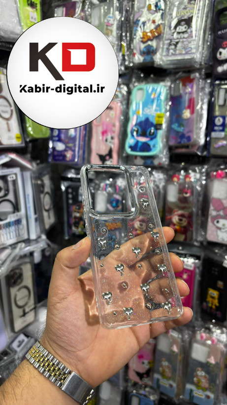 قاب گوشی Redmi Note 13 Pro 4G / Poco M6 Pro 4G / Redmi Note 14S شیائومی لاکچری شفاف رزینی طرح شاین لنز کرومی طرح قلب