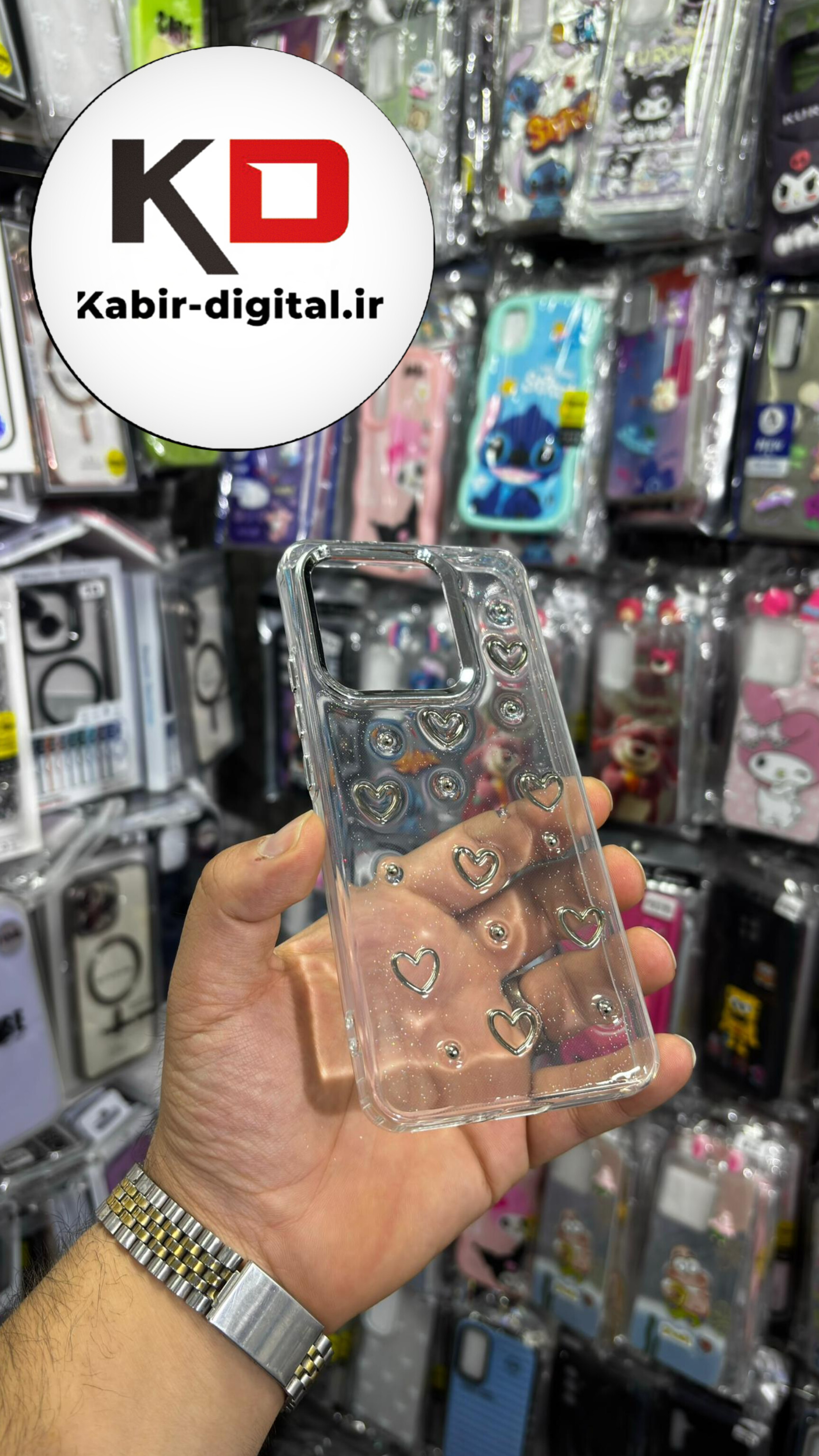 قاب گوشی Redmi Note 13 شیائومی لاکچری شفاف رزینی طرح شاین لنز کرومی طرح قلب