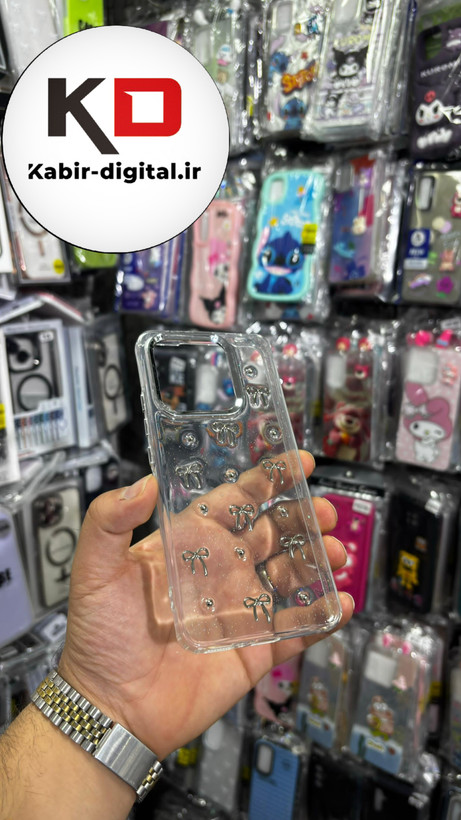 قاب گوشی Redmi Note 13 شیائومی لاکچری شفاف رزینی طرح شاین لنز کرومی طرح پاپیون