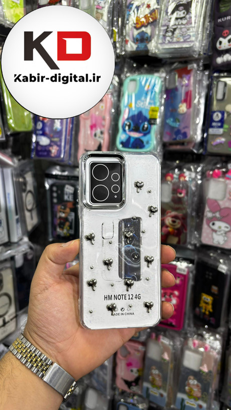 قاب گوشی Redmi Note 12 4G شیائومی لاکچری شفاف رزینی طرح شاین لنز کرومی طرح قلب