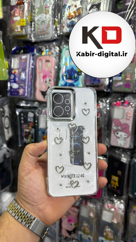 قاب گوشی Redmi Note 12 4G شیائومی لاکچری شفاف رزینی طرح شاین لنز کرومی طرح قلب