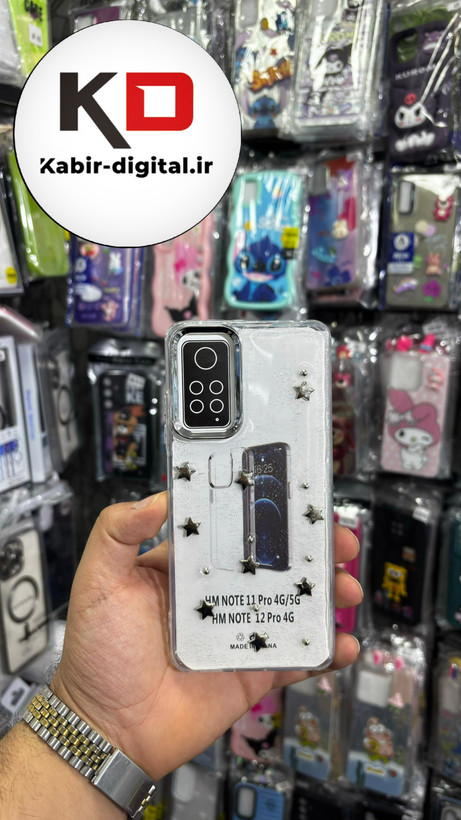 قاب گوشی Redmi Note 11 Pro 4G /Note 12 Pro 4G شیائومی لاکچری شفاف رزینی طرح شاین لنز کرومی طرح ستاره
