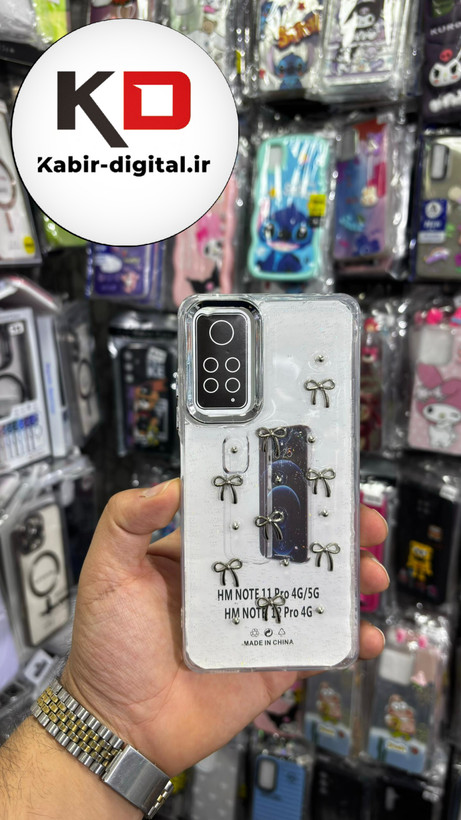 قاب گوشی Redmi Note 11 Pro 4G /Note 12 Pro 4G شیائومی لاکچری شفاف رزینی طرح شاین لنز کرومی طرح پاپیون