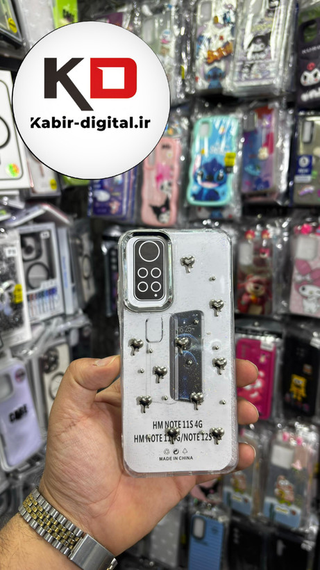 قاب گوشی Redmi Note 11/Note 11s/Note 12s شیائومی لاکچری شفاف رزینی طرح شاین لنز کرومی طرح قلب