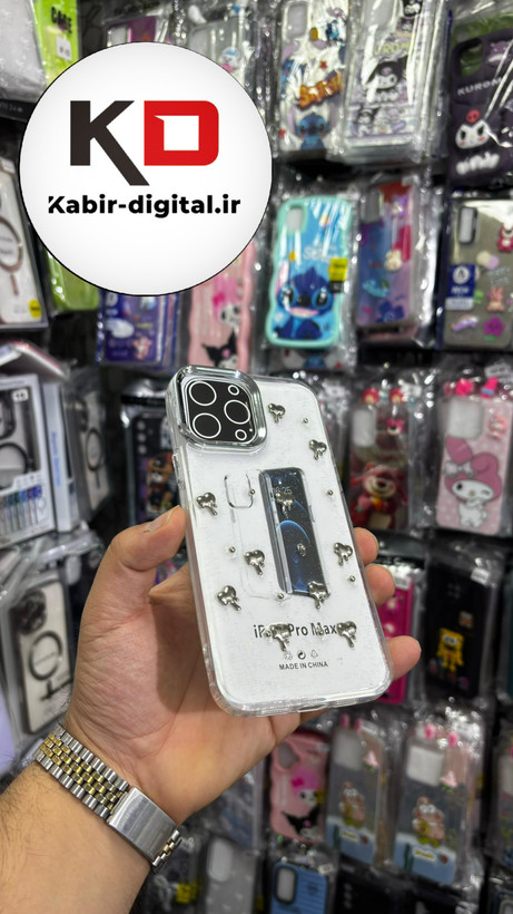 قاب گوشی iPhone 13 Pro Max آیفون لاکچری شفاف رزینی طرح شاین لنز کرومی طرح قلب