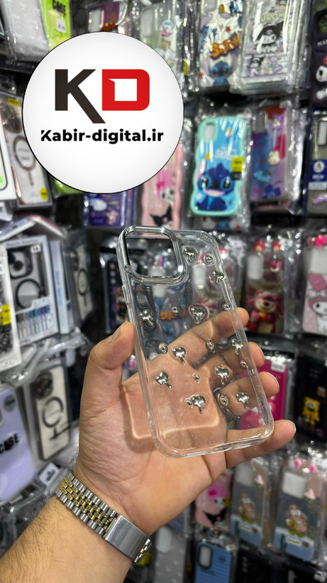 قاب گوشی iPhone 13 Pro Max آیفون لاکچری شفاف رزینی طرح شاین لنز کرومی طرح قلب