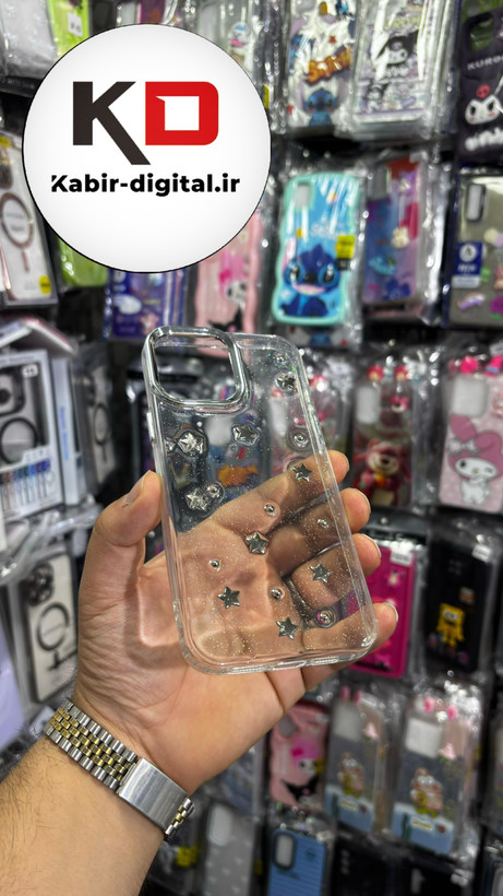قاب گوشی iPhone 13 Pro Max آیفون لاکچری شفاف رزینی طرح شاین لنز کرومی طرح ستاره