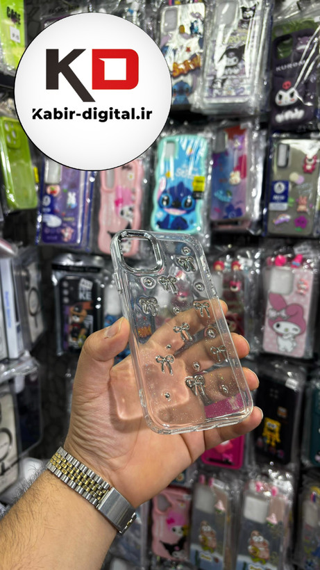 قاب گوشی iPhone 11 آیفون لاکچری شفاف رزینی طرح شاین لنز کرومی طرح پاپیون