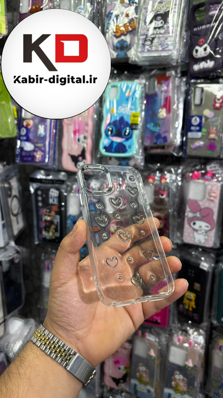 قاب گوشی iPhone 11 آیفون لاکچری شفاف رزینی طرح شاین لنز کرومی طرح قلب