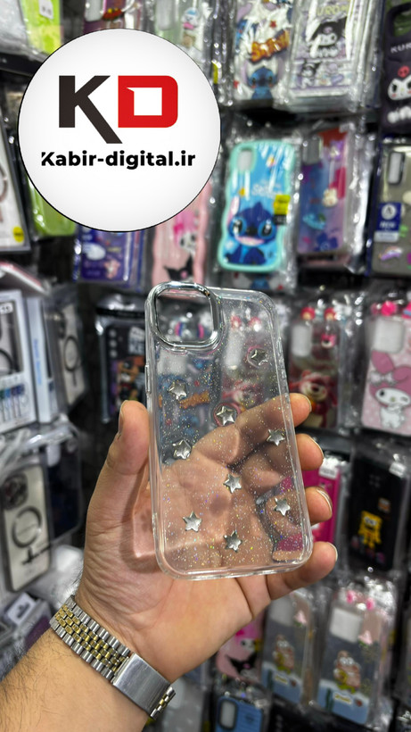 قاب گوشی iPhone 11 آیفون لاکچری شفاف رزینی طرح شاین لنز کرومی طرح ستاره