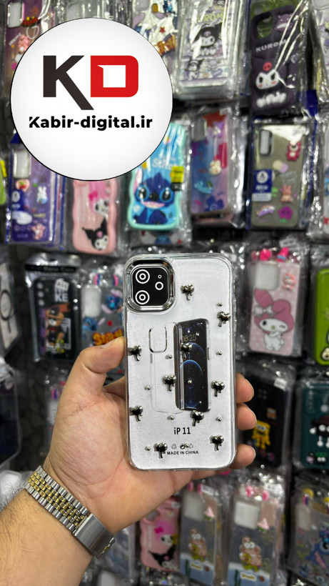 قاب گوشی iPhone 11 آیفون لاکچری شفاف رزینی طرح شاین لنز کرومی طرح قلب