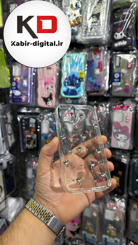 قاب گوشی iPhone 11 آیفون لاکچری شفاف رزینی طرح شاین لنز کرومی طرح قلب