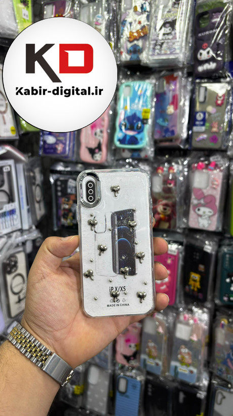 قاب گوشی iPhone x/xs آیفون لاکچری شفاف رزینی طرح شاین لنز کرومی طرح قلب