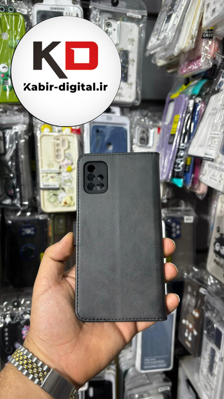 کیف گوشی Galaxy A51 سامسونگ چرم مگنتی جاکارتی بند آویز دار مشکی