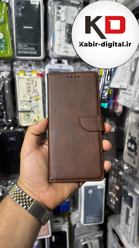کیف گوشی Galaxy A51 سامسونگ چرم مگنتی جاکارتی بند آویز دار قهوه ایی