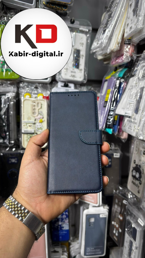 کیف گوشی Galaxy A51 سامسونگ چرم مگنتی جاکارتی بند آویز دار سرمه ایی