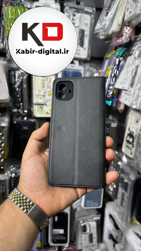 کیف گوشی Galaxy A04 سامسونگ چرم مگنتی جاکارتی بند آویز دار مشکی