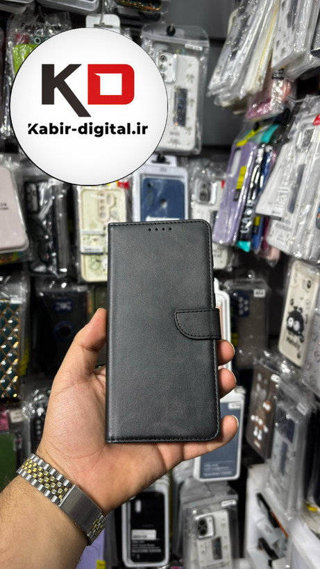 کیف گوشی Galaxy A04 سامسونگ چرم مگنتی جاکارتی بند آویز دار مشکی