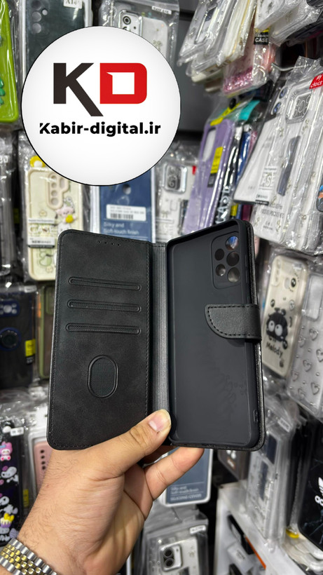 کیف گوشی Galaxy A52/A52s سامسونگ چرم مگنتی جاکارتی بند آویز دار مشکی